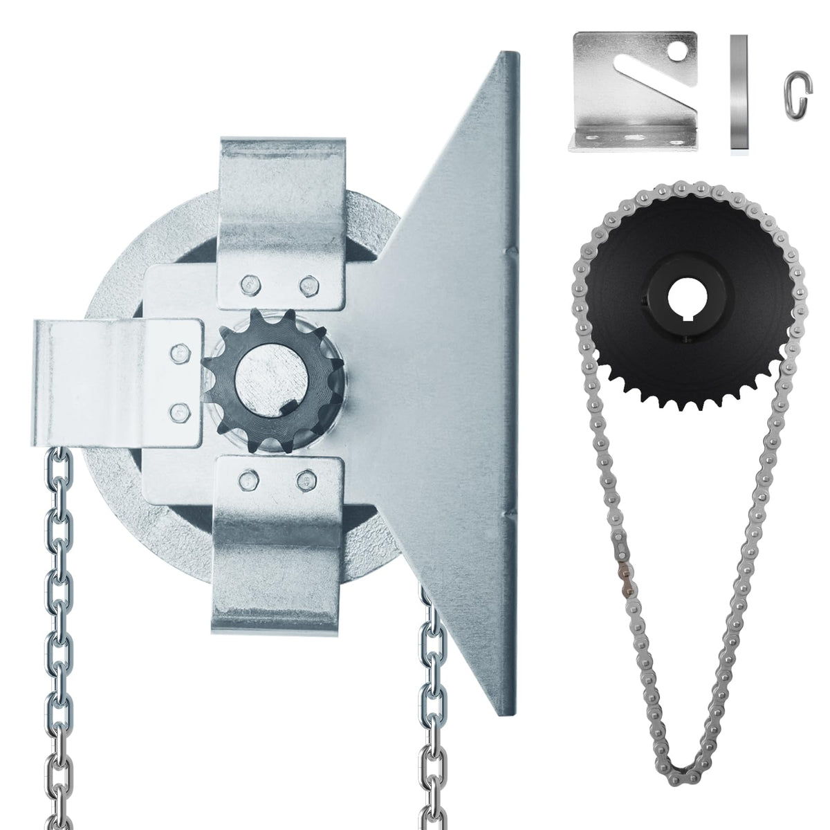 ZUIWAN Garage Door Jackshaft Chain Hoist Opener - 3:1 Reduced Drive Heavy Duty Chain Hoist for Roll Up Doors