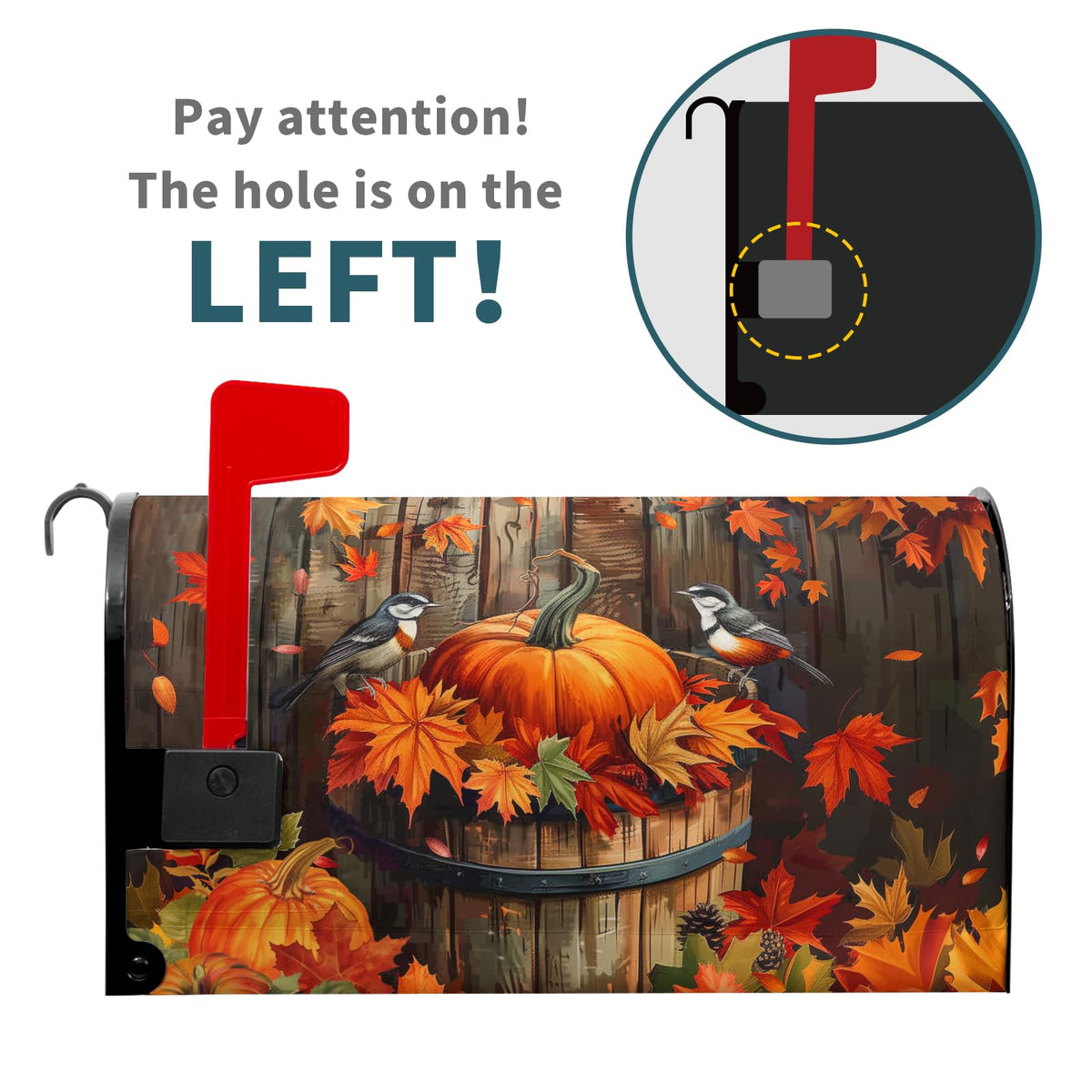 Autumn Thanksgiving Pumpkin Magnetic Mailbox Covers Fall Maple Leaf Mail Box Cover Decoration Fall Autumn Large 25.5"x21" Mailbox Wrap Decor for Home Garden Yard Outside Decor