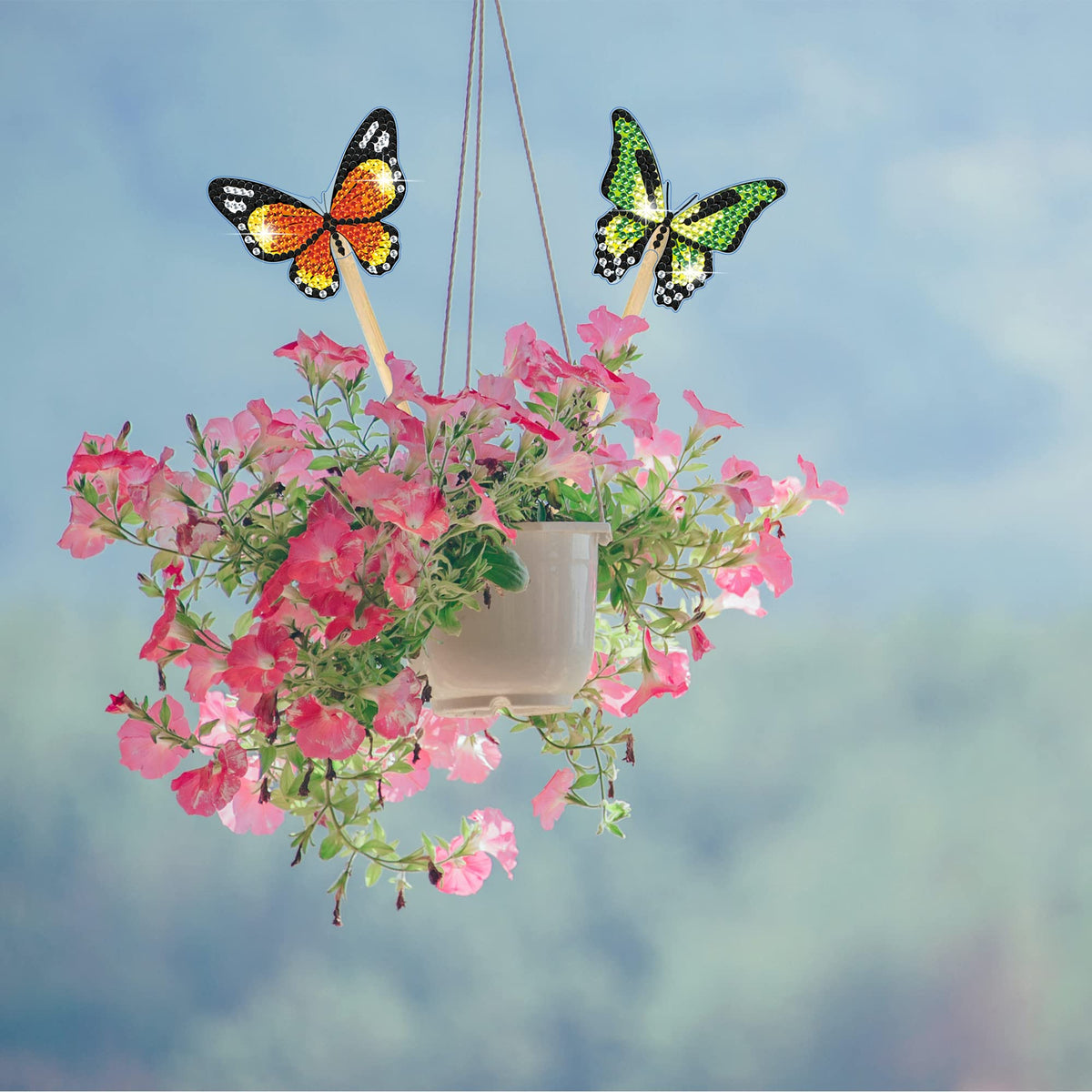 Vcekract 8 Pcs Butterfly Diamond Painting Kits, Diamond Art Kits for Garden Decor, Butterfly Stakes Diamond Art Kits for Adults, Crafts for Adults