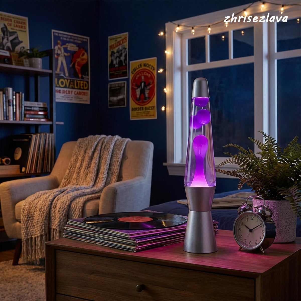 zhrisezlava 16 Inch Liquid Motion Lamps, Purple Wax Purple Liquid, Silver Base Motion Light, Relaxing Night Light, Retro Home Decor for Bedroom Office, Cool Gifts for Adults Kids.(2hao)