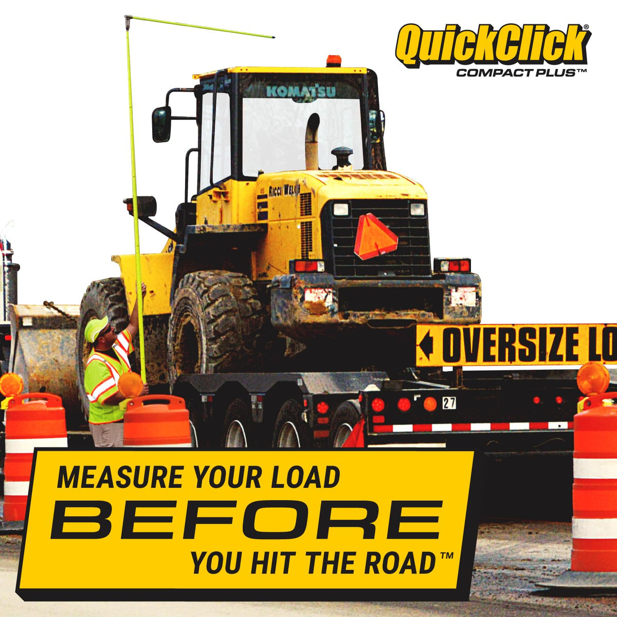 Quickclick Compact Plus Load Height Measuring Stick - Measures Up to 15 Feet - Measure Your Load Before You Hit The Road™