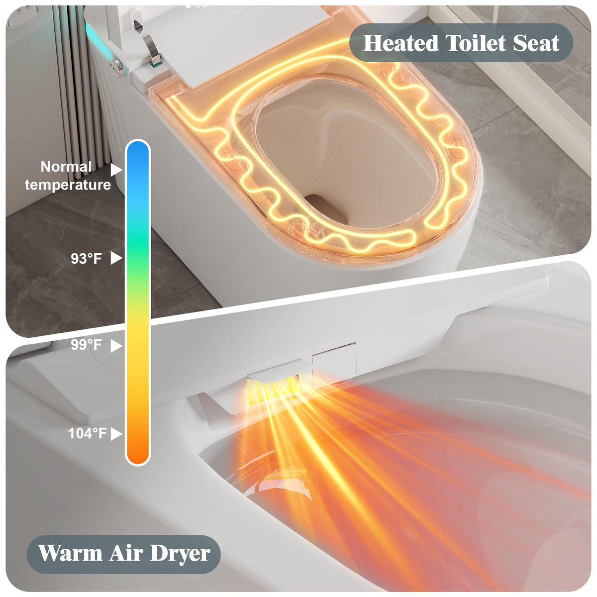 Smart Toilet with Bidet Built In, Elongated Heated Seat, Auto Flush, Manual Soft-Close Seat&Lid, Warm Water Wash&Air Dry, Electric One Piece Toilet for Bathroom with Siphon Dual Flush 0.8/1.2 GPF
