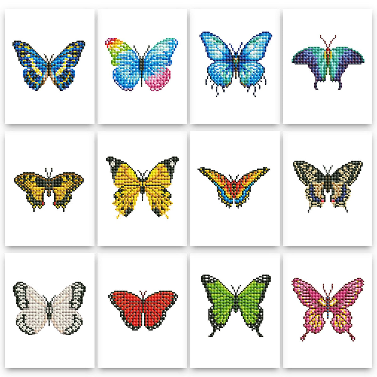 PeakLuv 12 Pcs Mini Diamond Painting Kits Butterfly, Small Diamond Art Kits for Adults, DIY Square Drill Butterfly Small Gem Art 1-Hour Painting for Home Desktop Decor, 6X7in