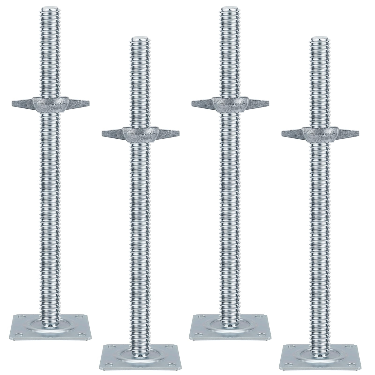 18" Scaffold Adjustable Leveling-Jack Parts - Yzzwer Galvanized Solid Threaded Rod Scaffolding Feet for Baker Style Scaffolding 4 Pack