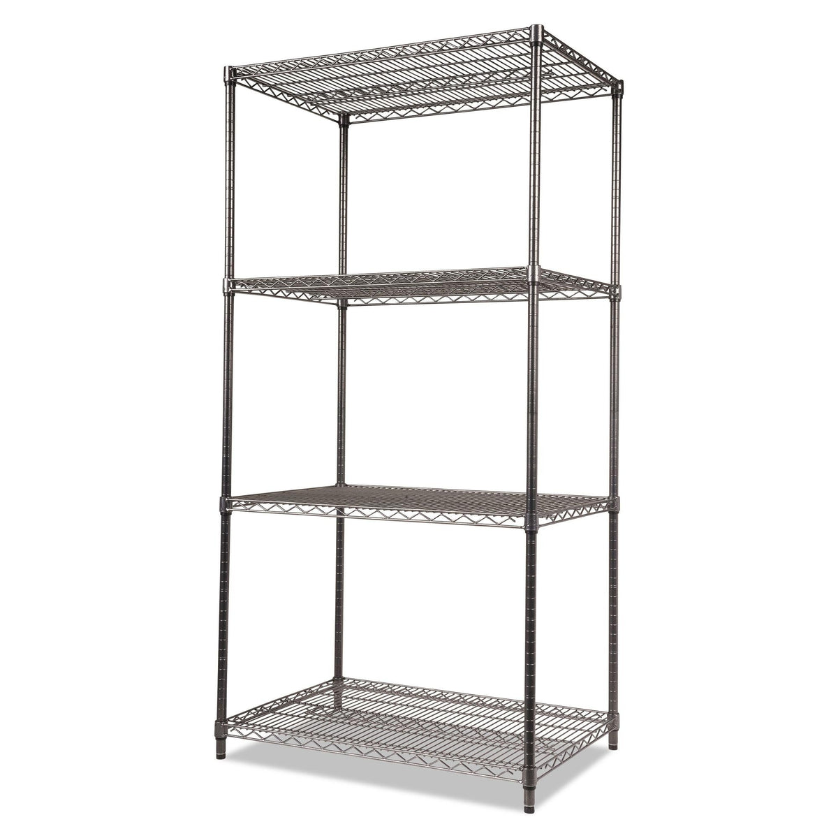 Alera Wire Shelving Starter Kit, Four-Shelf, 36w x 24d x 72h, Black Anthracite
