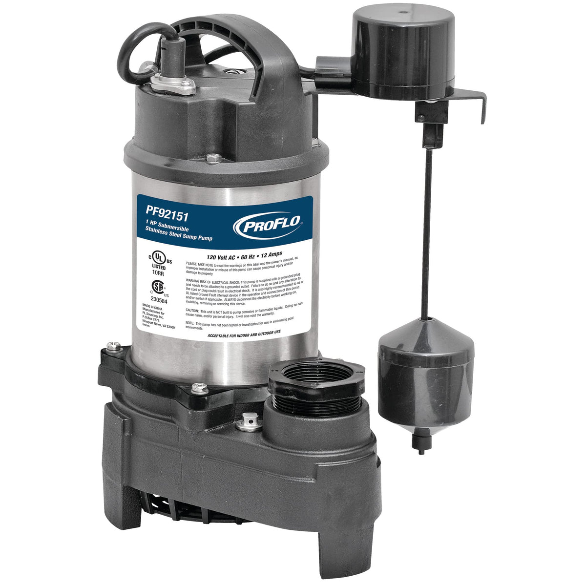 PROFLO PF92151 1 HP Stainless/Cast Iron Sump Pump - N/A