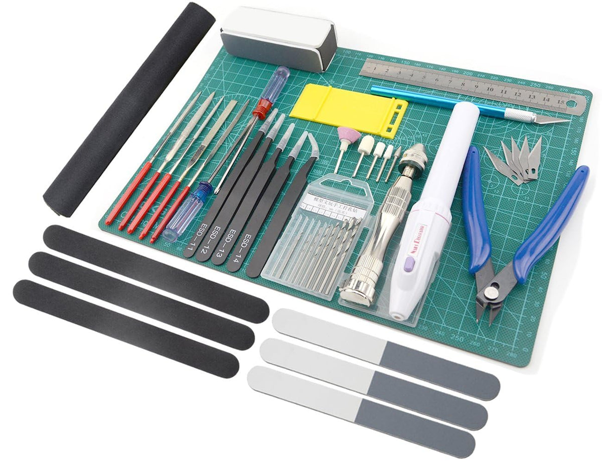 BXQINLENX Professional 33 PCS Model Tools Kit Modeler Basic Tools Craft Set Hobby Building Tools Kit for Gundam Car Model Building Repairing and Fixing (J)