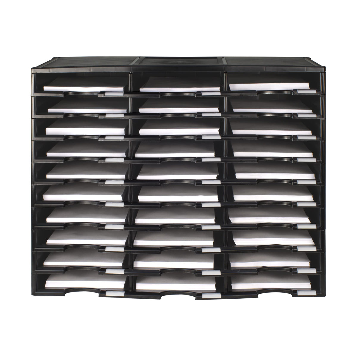 Storex Modular 30-Compartment Literature Organizer, Black