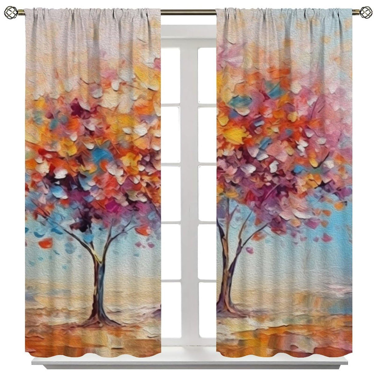Blooming Tree Blackout Curtains, Thermal Insulated Light Blocking Drapes, Abstract Floral Landscape, Nature Home Decor for Bedroom Living Room,21" W x 45" L, 2 Panels