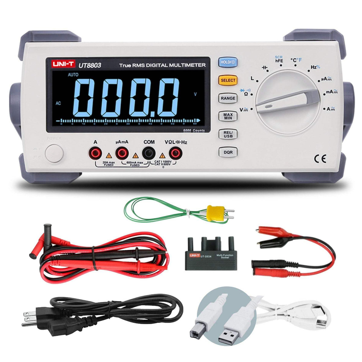 UNI-T UT8803E Digital Multimeter 200000 Counts 100kHz Frequency Response Reading Resolution 5K rdgs/s Fastest Test Rate (UT8803E)