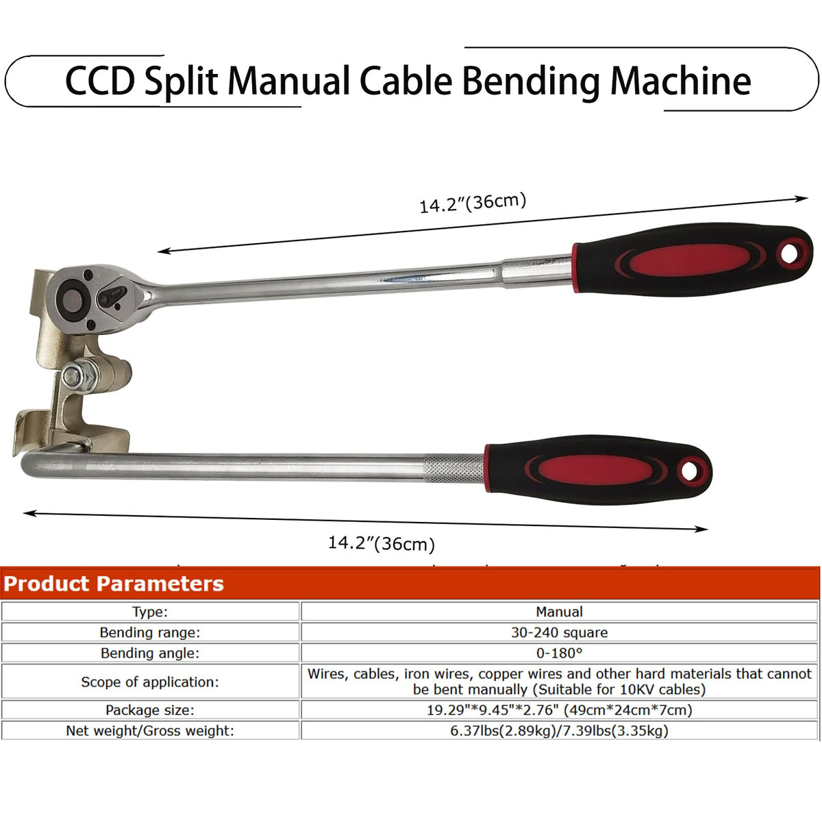 PreAsion CCD Split Manual Cable Bending Machine Wire Bending Tool 30-240 Square Bending Angle 0-180°Split Cable Bending Machine for Bending Metal Wires Cables