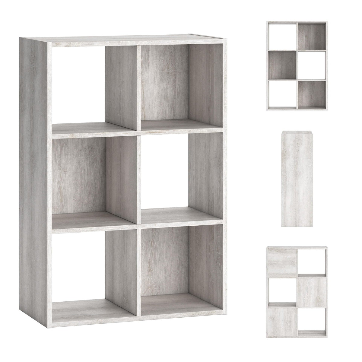 Signature Design by Ashley Paxberry Coastal 6 Cube Storage Organizer or Bookcase, Whitewash