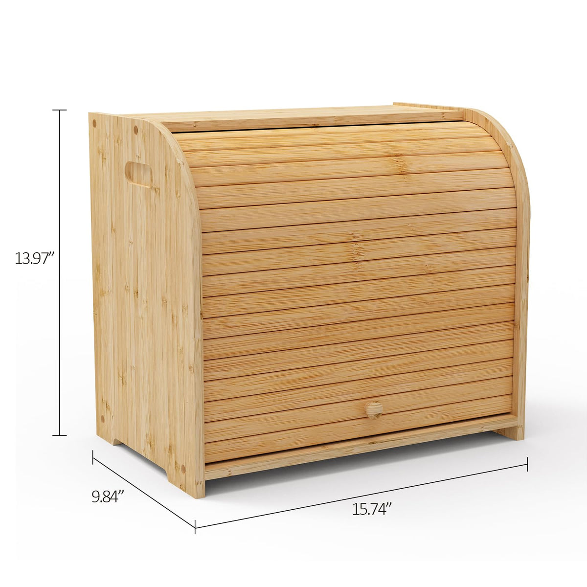 FoverOne Bamboo Bread Box for Kitchen Countertop, Roll-top Breadbox Breads Storage Boxe with Adjustable Middle Shelf