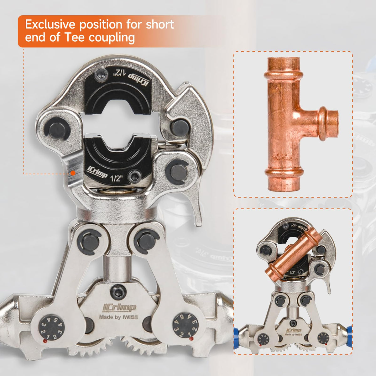iCrimp Copper Pipe Pressing Tool Kit with Cutter&Deburring Tool for ProPress Copper Fitting-Manufactured by IWISS