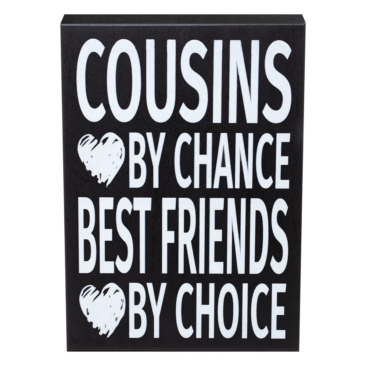 JennyGems Cousins By Chance Best Friends By Choice Wooden Sign, Shelf Decor and Wall Hanging, Gift for Cousins, Made in USA