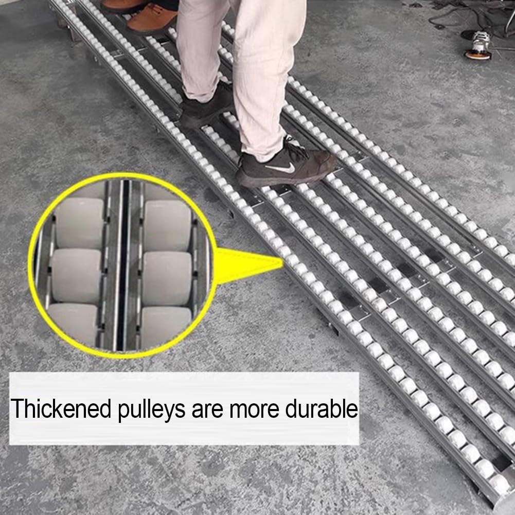GZHENMZ Roller Stand Light-Duty Gravitys Conveyor, Splicable Roller Conveyor Slides, Portable ABS Plastic Roller, Transport Box Line Unloading Pulley(Silver-(W) 30cm,(L) 100cm)