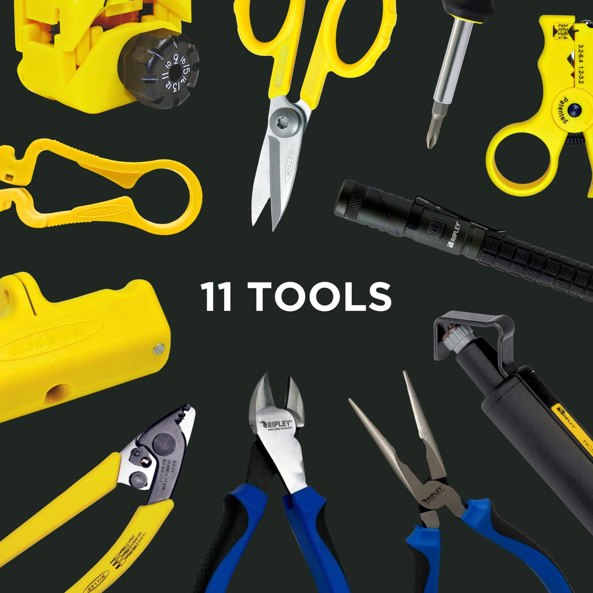 Miller Fiber Optic OSP Cable Prep Backpack Kit – Complete Mid‑Span & Termination Tool Set with Slitters, Strippers & Kevlar Shears – Heavy‑Duty Weather‑Resistant Backpack