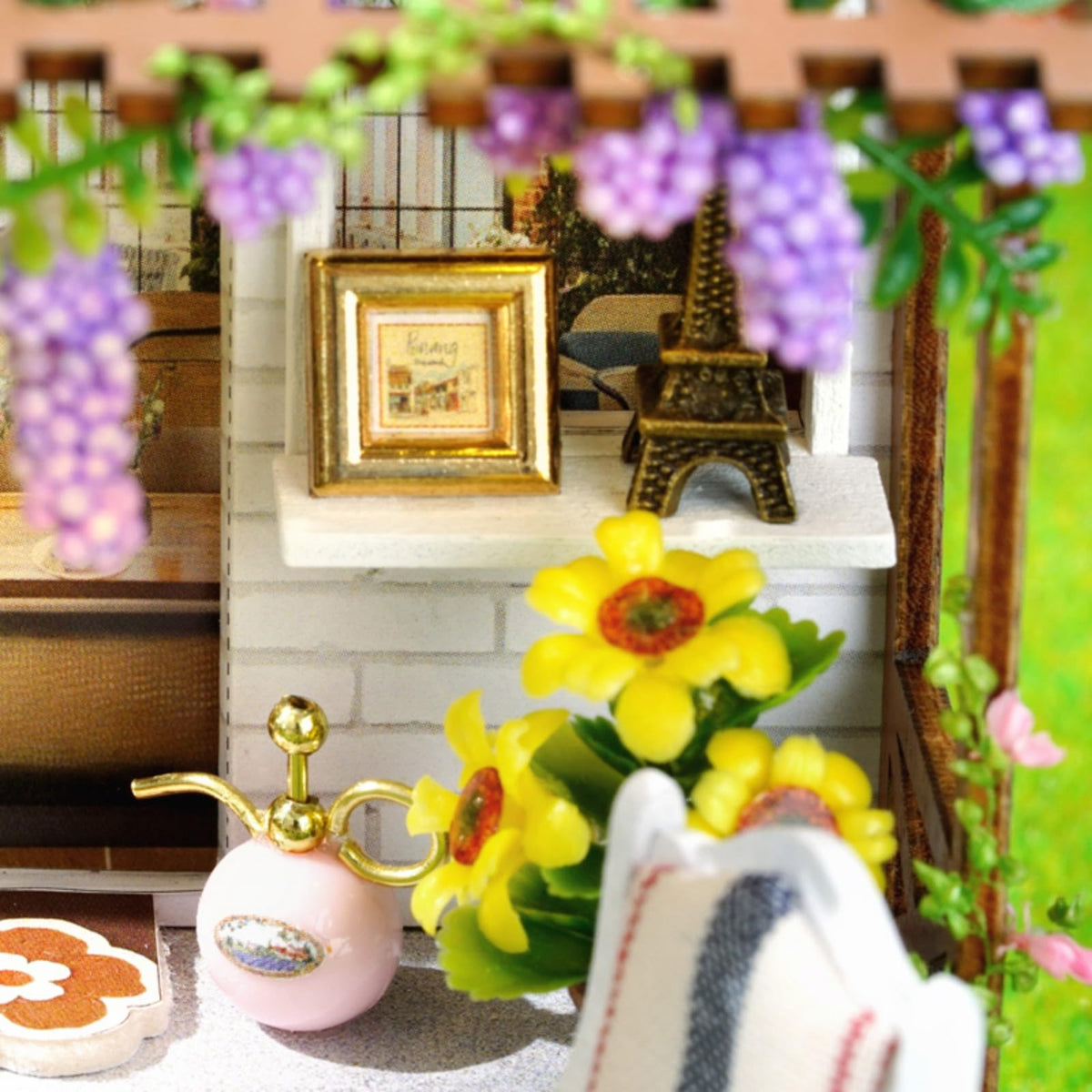 DIY Miniature House Kit, Mini House Building Kit with LED & Dust Cover, DIY Wooden Dollhouse Miniature Kit for Adults Teen, Wooden Crafts Lovely Dollhouse Kit, Leisure Time