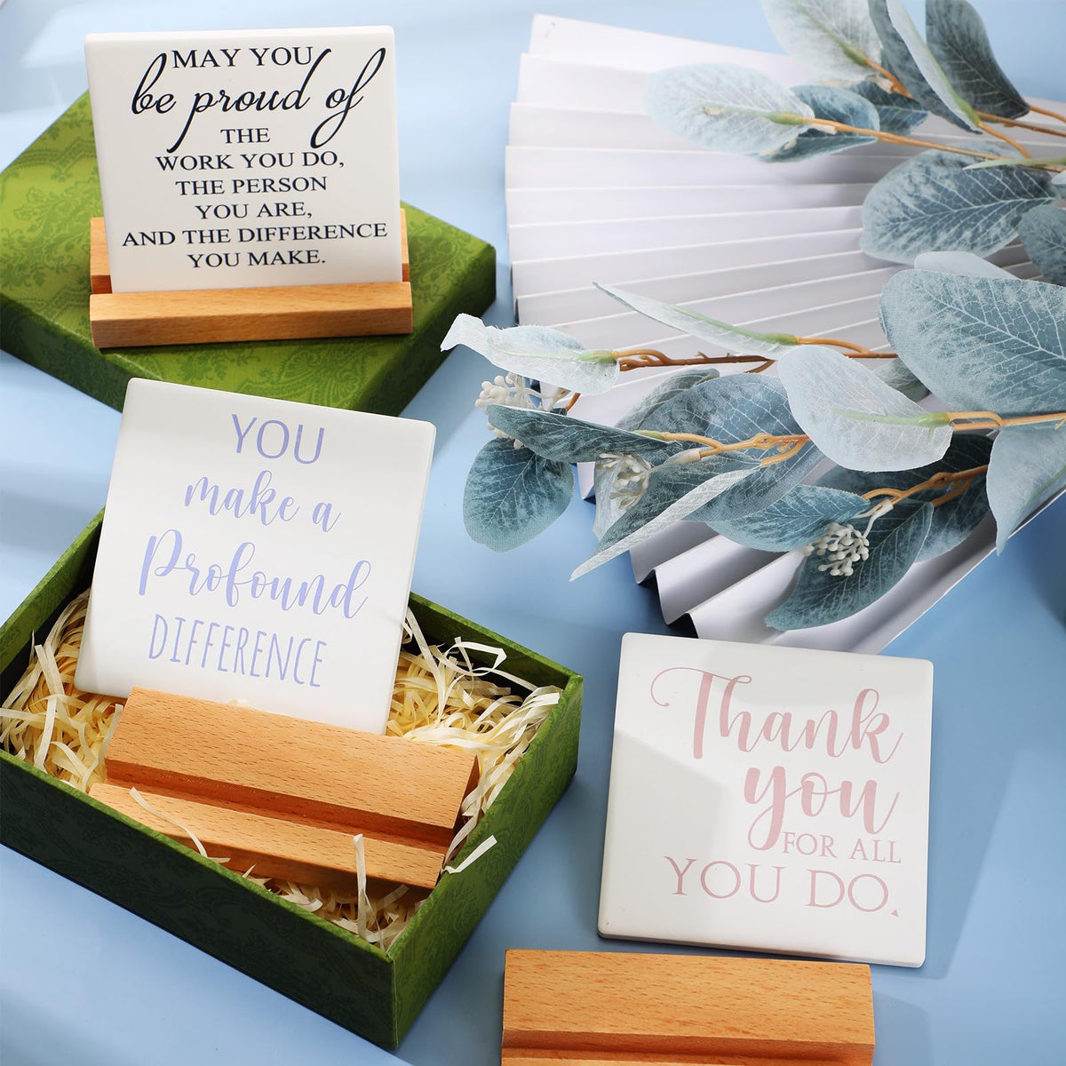 Roowest Motivational Desk Decor Table Signs Gift for Women Positive Wooden Signs Desk Plaque Back to School Gifts for Teacher Nurse Coworker Employee Office Home(Inspirational)