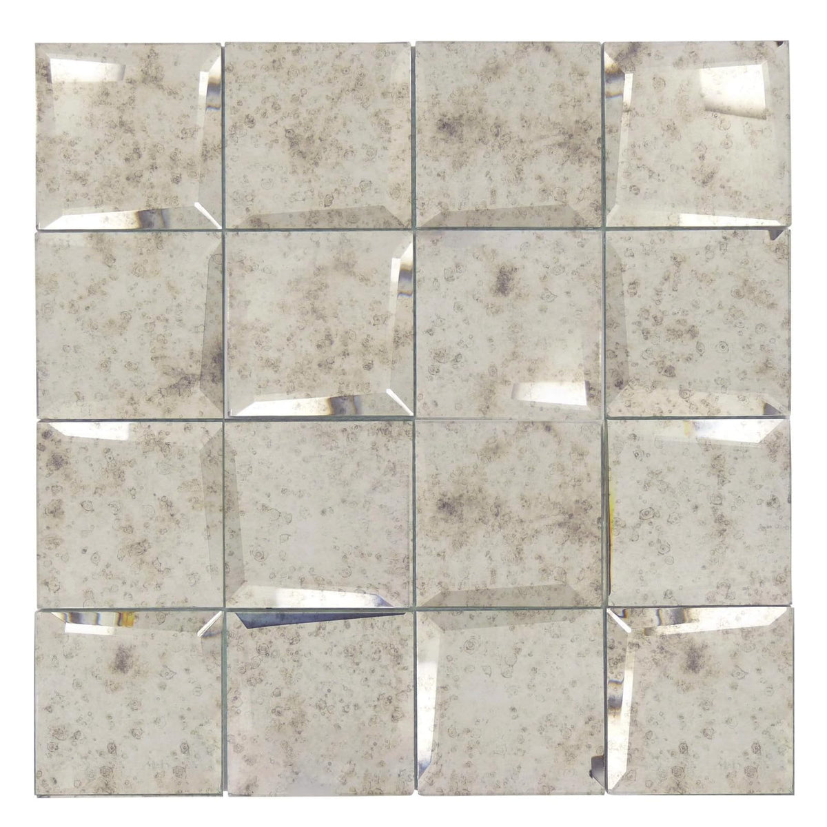 Diflart Peel and Stick Mirror Backsplash, Light Antique, 3x3 Inch, Beveled Mirror Square Kitchen Bar Wall Tile (2 Sq.ft, 32 Pcs)