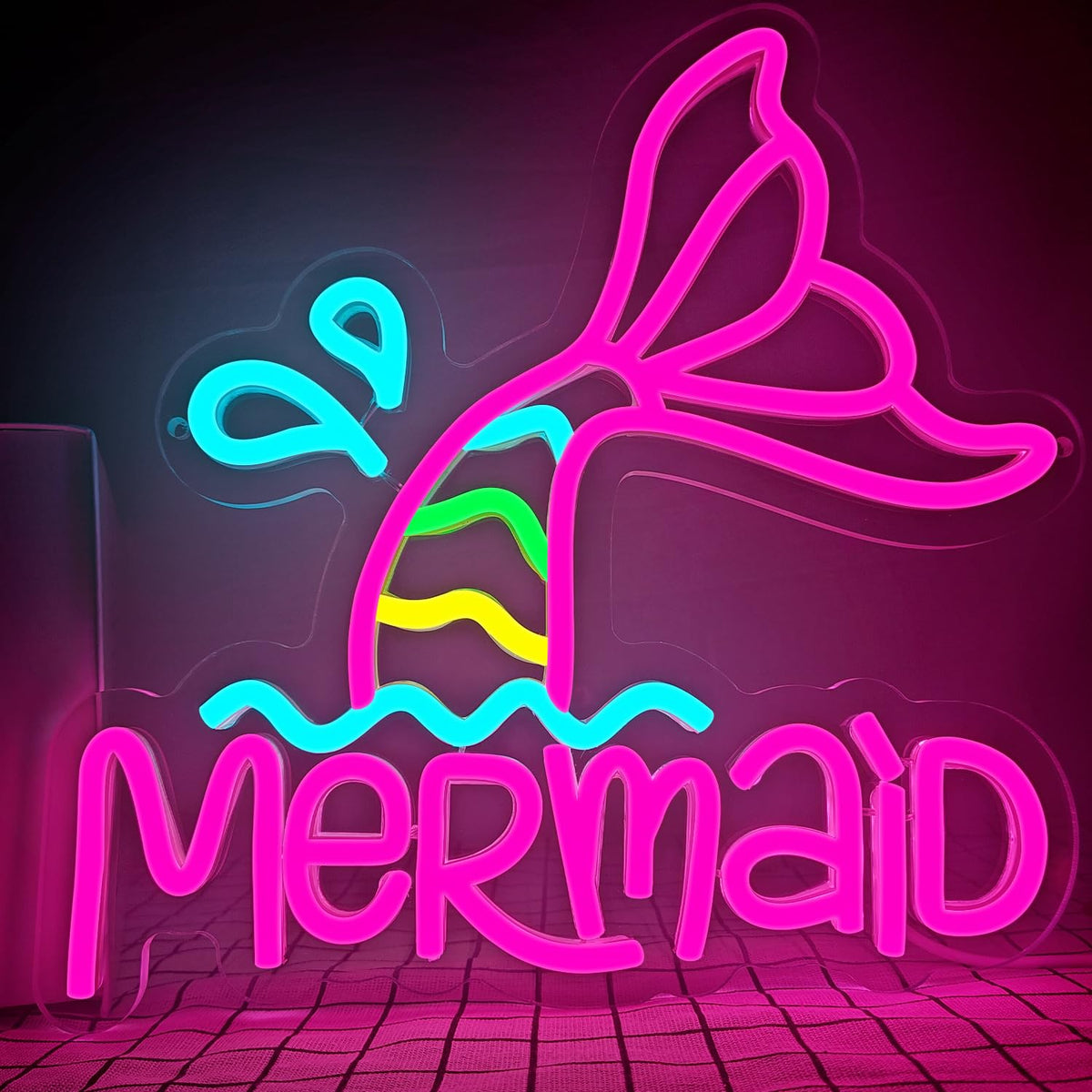 Mermaid Tail Neon Sign Dimmable Mermaid Neon Sign for Wall Decor Mermaid Tail Neon Light Up Sign for Bedroom Living Room Gifts For Birthday Christmas