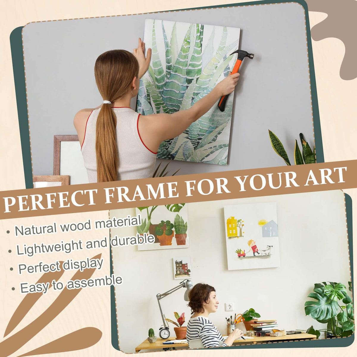 DoubleFill 2 Pack 16x20 Inch DIY Canvas Stretcher Bars Canvas Frame Wood Frames Kit Easy to Assemble for Prints, Posters, Oil Painting, Painting, Embroidery Stitch and Needlepoint Arts
