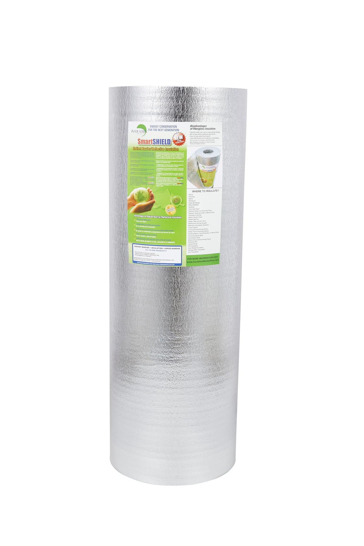 SmartSHIELD -1.5mm 48" x200ft Reflective Insulation roll 800 Sq. Ft., Foam Core Radiant Barrier, Thermal Insulation Shield - Foil / Foil