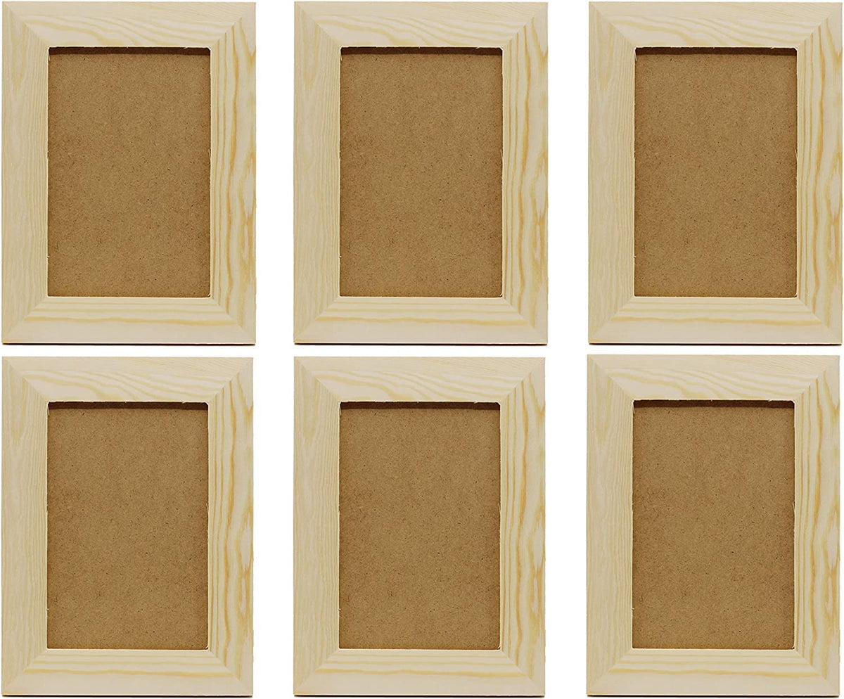 Creative Hobbies Pack of 12 - Unfinished Solid Pine Wood Picture Frames for Arts & Crafts, DIY Painting Projects - Stand or Hang on The Wall - (6x8 Frame Size Holds 6x4 Pictures) - for Adults & Kids
