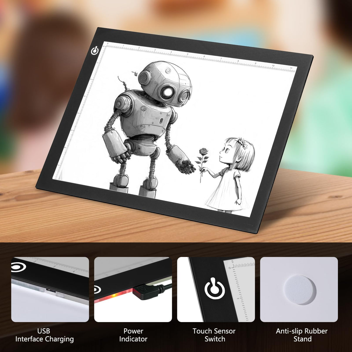 NXENTC A4 Tracing Light Pad, Ultra-Thin Tracing Light Box USB Power Artcraft Tracing Light Table for Artists, Drawing, Sketching, Animation