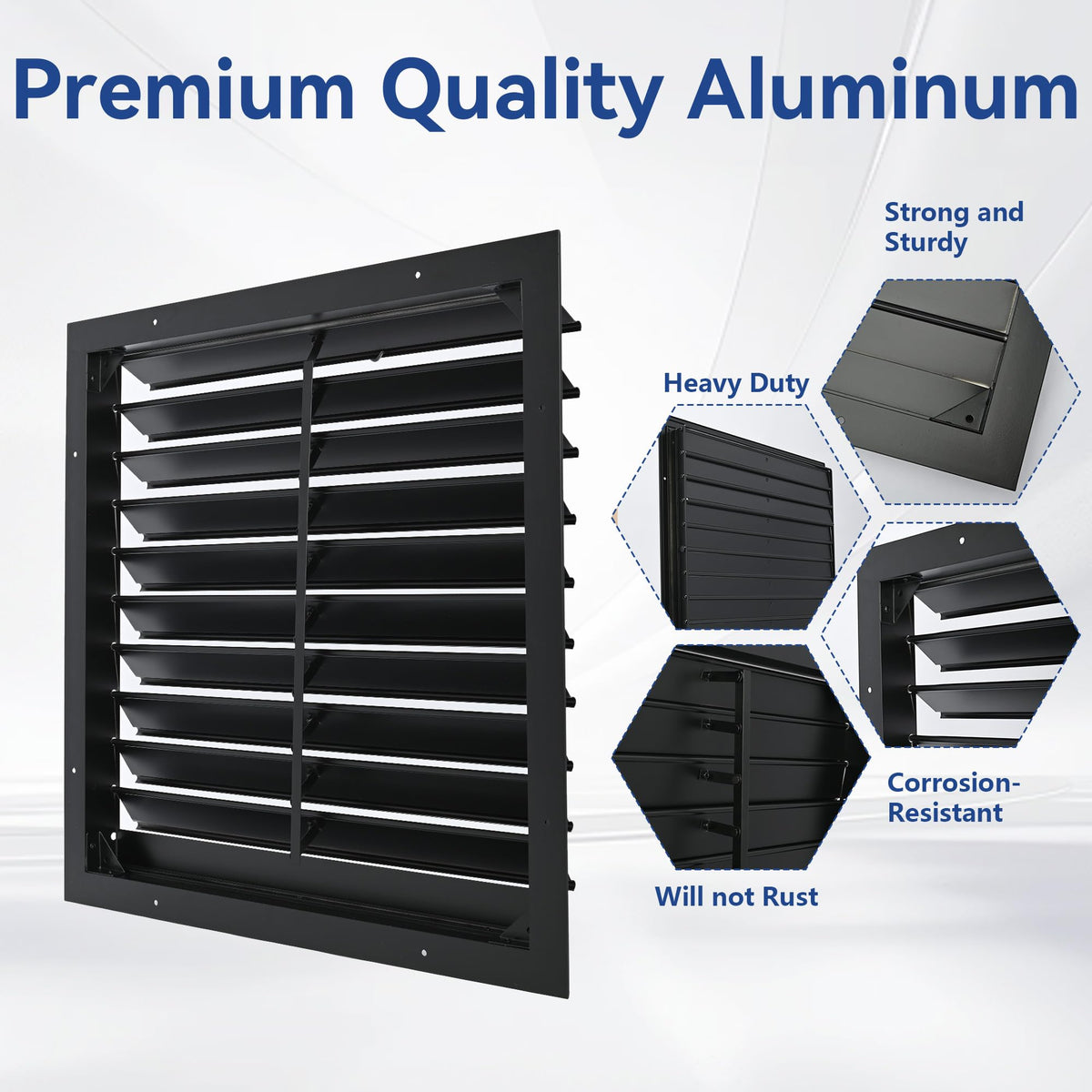 AIWFL 20 Inch Aluminum Automatic Gravity Shutter Louver Vent, 2 Pack Square Automatic Exhaust Shutter Louver Vent for Greenhouses, Garages, Attics, Workshops, Barn