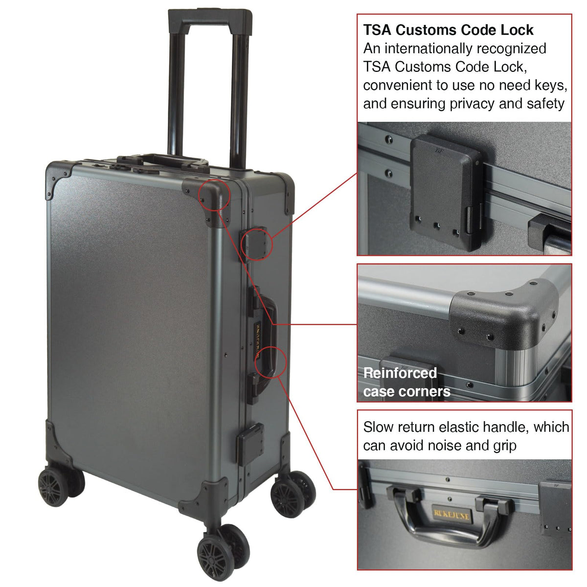 RUKEJUNE Rolling Makeup Train Case with Mirror and Lights Cosmetic Travel Box Mobile Barber Stations with Bluetooth, Speaker, Wheels, Stands