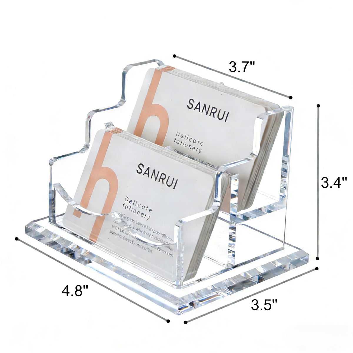 YUXUN Acrylic Business Card Holder for Desk-2 Tier 2 Slots, 3.5"×2" Multiple Business Card Holder Organizer for Women Men, 100+ Business Cards for Office Exhibition Home