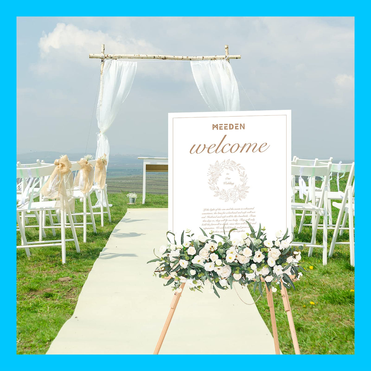 MEEDEN Wood Easel Stand for Display: Wooden Display Tripod Stand for Posters Pictures Paintings - Wedding Decor Holder for Welcome Sign