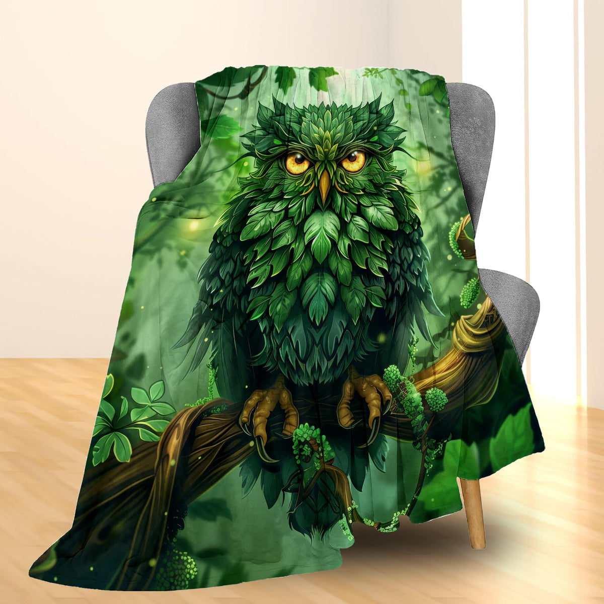 Ti Caldi Beautiful Owl in Forest Blanket, Soft Warm Lightweight Animal Flannel Throw Blanket for Couch, Bed, Travel & Outdoor, Cozy Fluffy Fuzzy Blankets for Women Men, Home Decor 60×50 in
