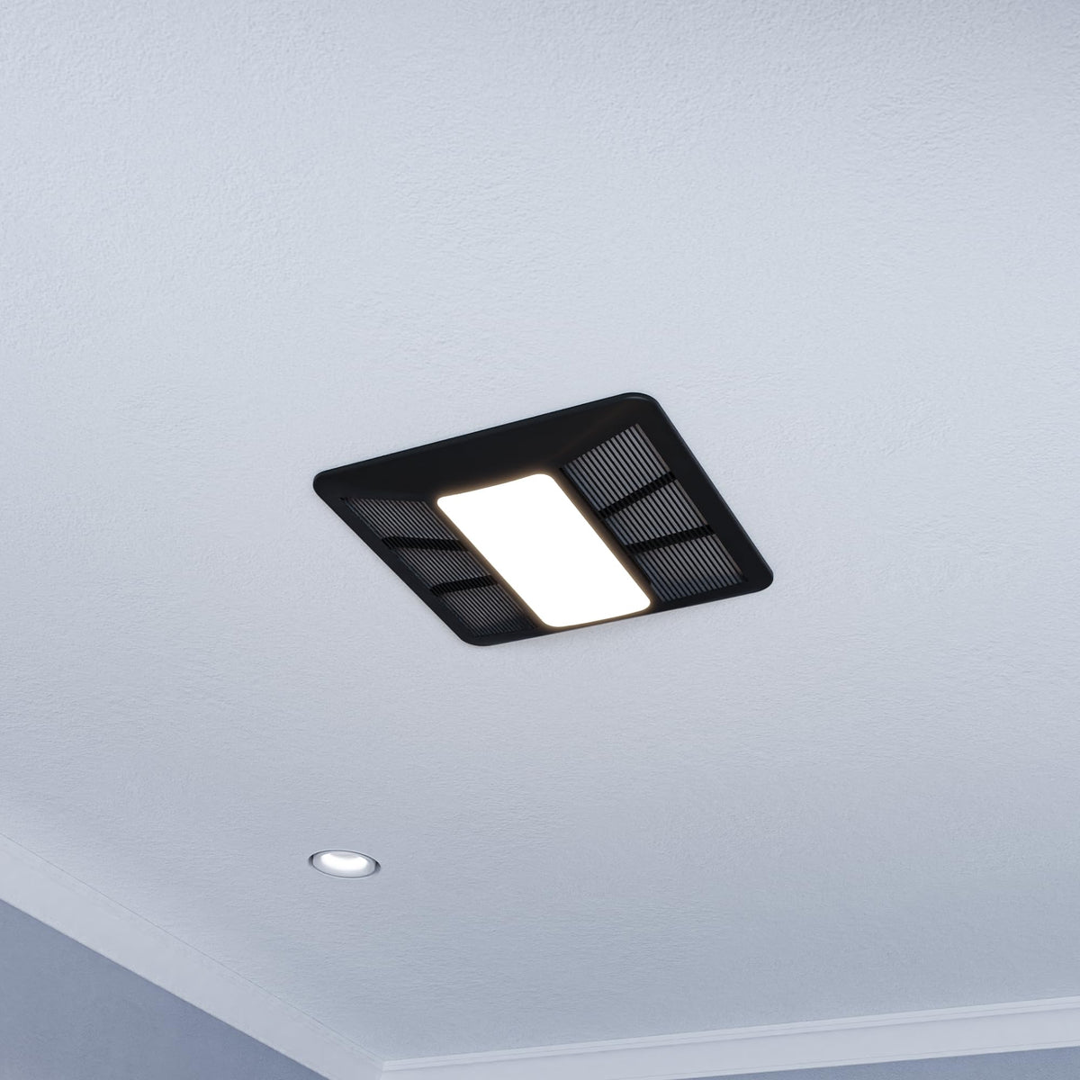 ANZZI Exhaust Fan 100 CFM 1.5 Sones Bathroom Exhaust Fan with Light & Humidity Sensor, Ceiling Mount (Black)