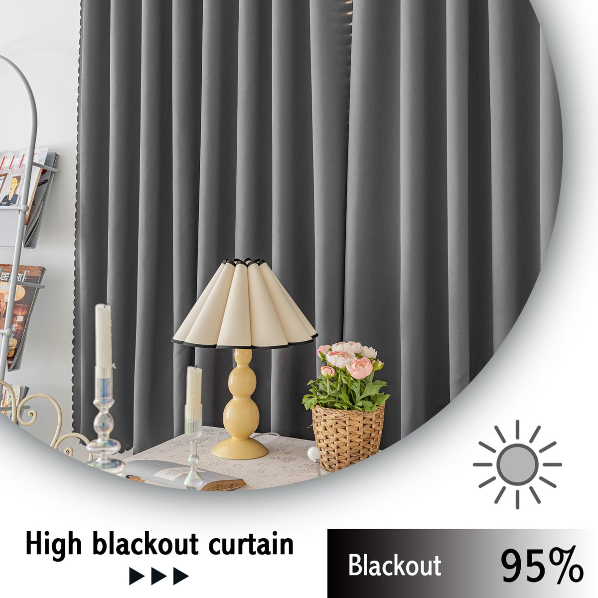 Jilron Magic Tape Stick on Curtains Blackout Curtains for Bedroom no Drillng Self Adhesive Curtain no Rod Small Window (Grey, 35" W x 40" L) 2 Panels