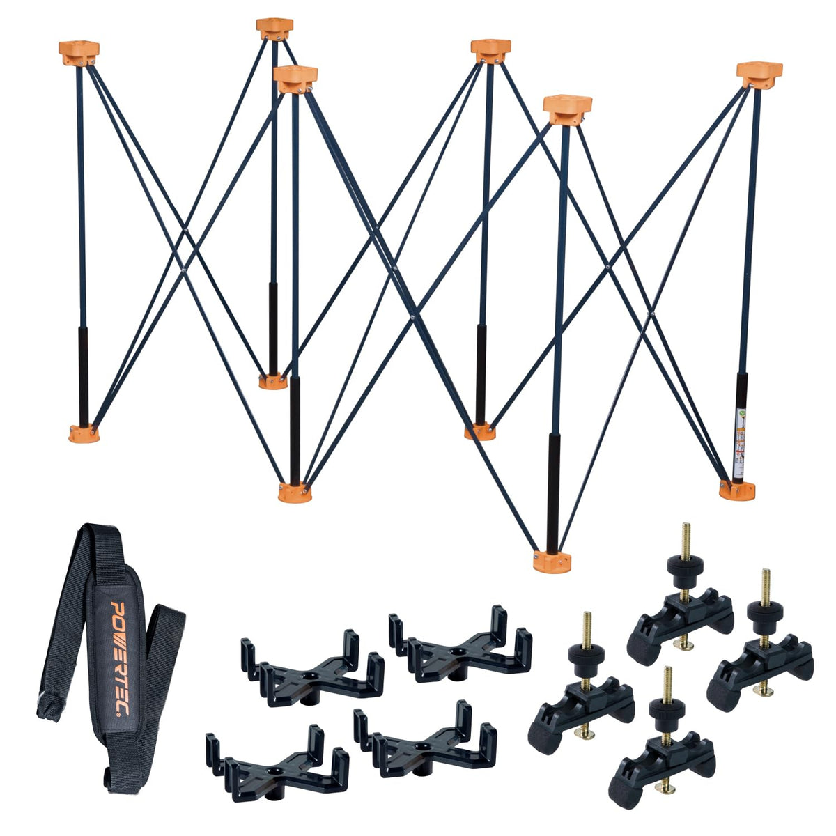 POWERTEC Arachni-Flex Workstation 2x4ft Portable & Collapsible Workstand - Heavy Duty Folding Work Table Base, 2500 lbs Capacity 36 Inch Work Height, No Assembly Mobile Workbench w/Carry Strap(71926V)