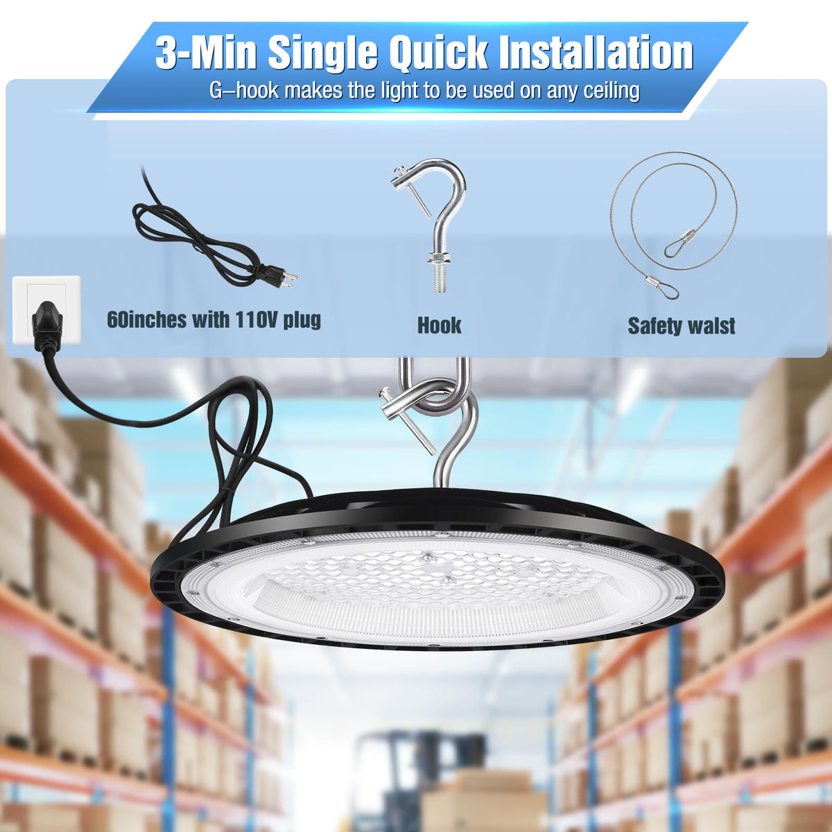 YANYCN 12 Pack 240W UFO LED High Bay Lights,120VAC IP66 Waterproof,40000LM 5000K Daylight, 1050W MH/HPS with Plug Commercial Bay Lighting for Barn,Gym,Factory,Warehouse,Shop,Workshop,Gym
