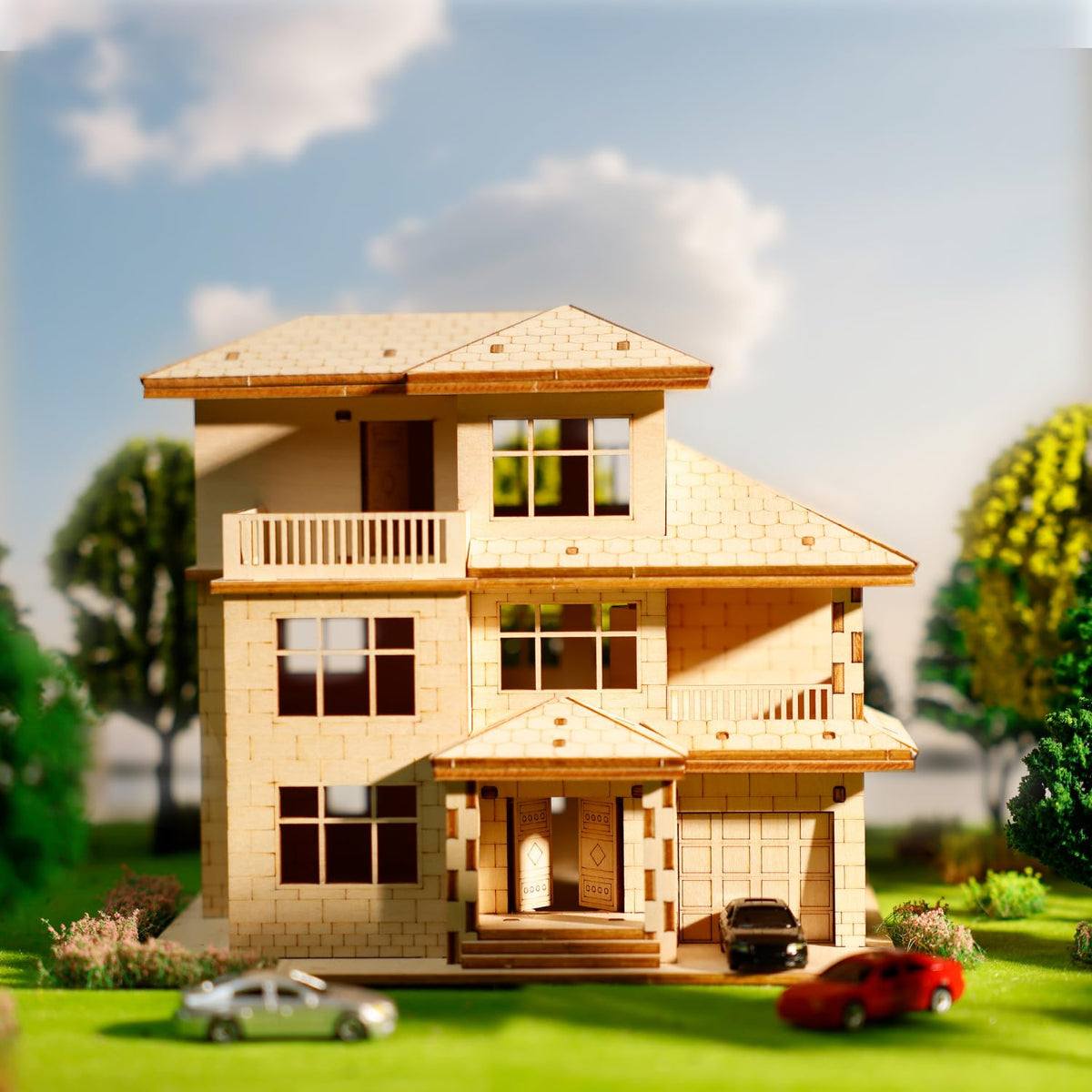 3D Wooden Puzzles for Adults,DIY Color Modern Villa Wooden Model Kits,Creative Art Ornaments,Gift on Birthday