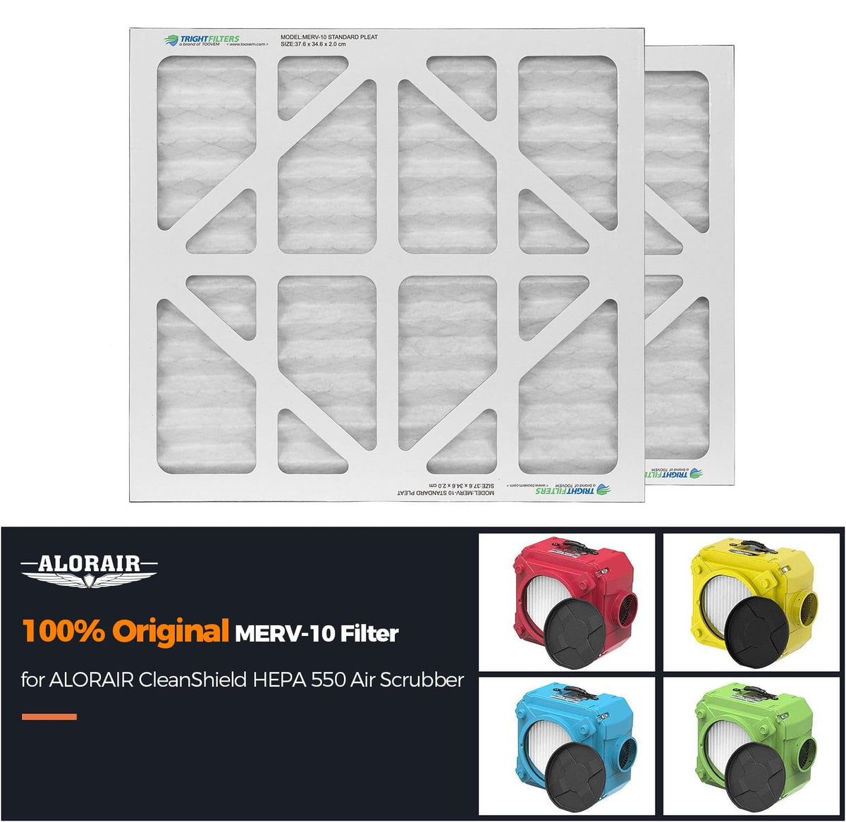 ALORAIR MERV-10 Filter Replacement Set for CleanShield HEPA 550 Air Scrubber (10 Pack)