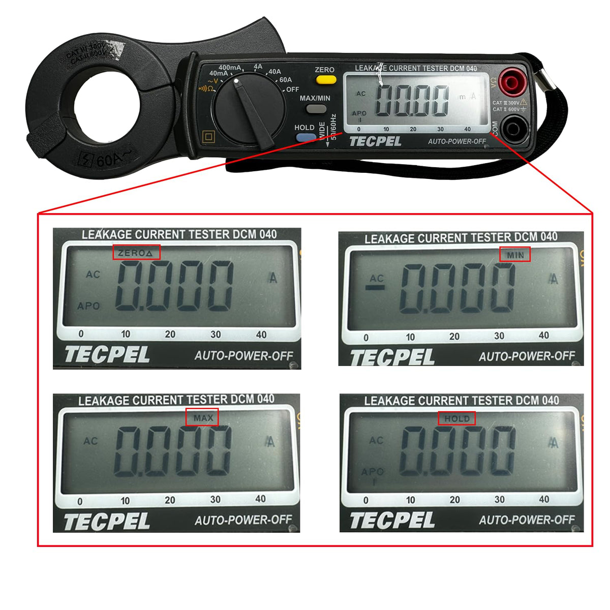TECPEL DCM-040 AC Leakage Clamp Meter 10 μA high Resolution on 40mA Range