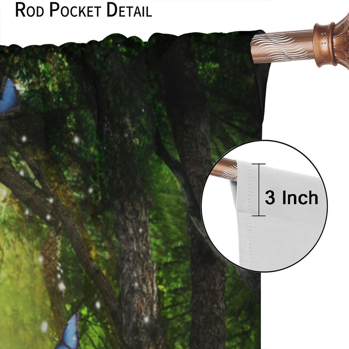 DDCBNS Fantasy Nature Curtains,Fairytale Woodland Magical Forest Décor Curtains for Bedroom Living Room Green Landscape Butterfly Print Drapes 2 Panels Set,Total Size 42 x 45 Inch