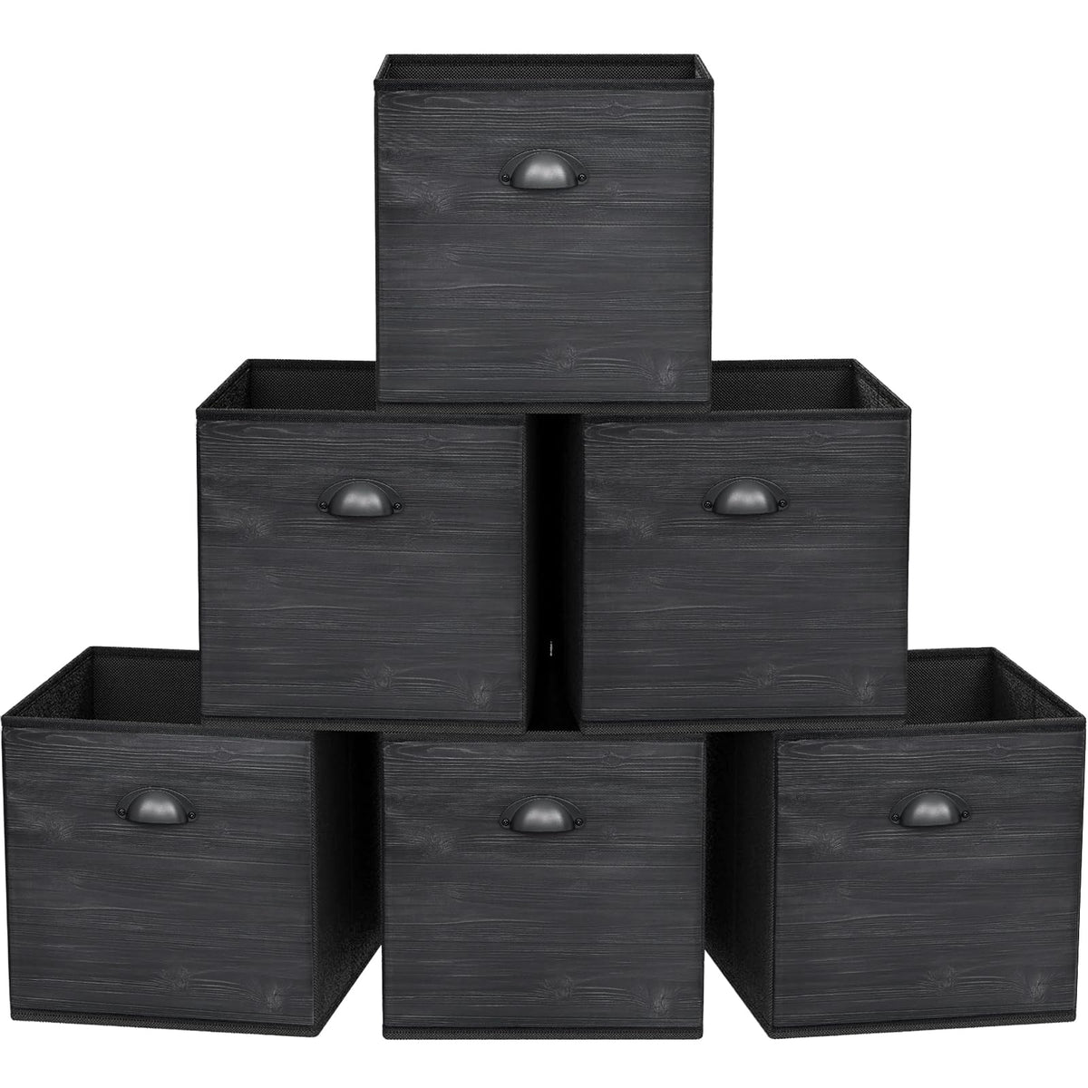 homyfort Faux Wood Grain Cube Storage Organizer Bins, 12x12 Inch Storage Cubes, Closet Cloth Baskets Box for Shelves, Set of 6