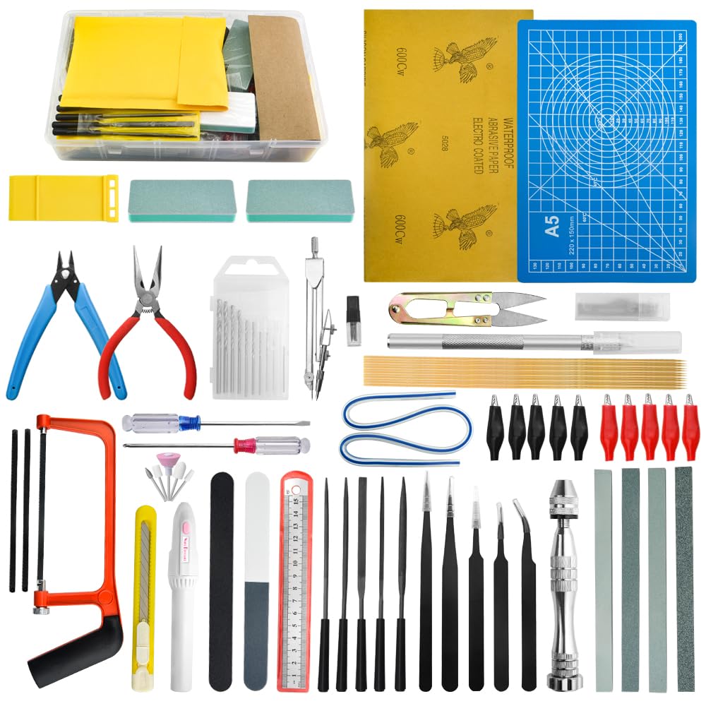 Bigstone 85 PCS Model Tools Kit Hobby Building Tool Craft Set Modeler Basic DIY Tools for Cars, Airplanes, Buildings, Robots Gundam Plastic Models Building Repairing and Fixing