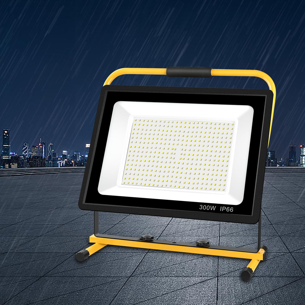 Gopretty 300W LED Work Light, 30000LM Super Bright Flood Light, IP66 Waterproof, 16ft/5m Cord with Plug & Switch, 6500K, Adjustable for Workshop, Garage, Construction Site