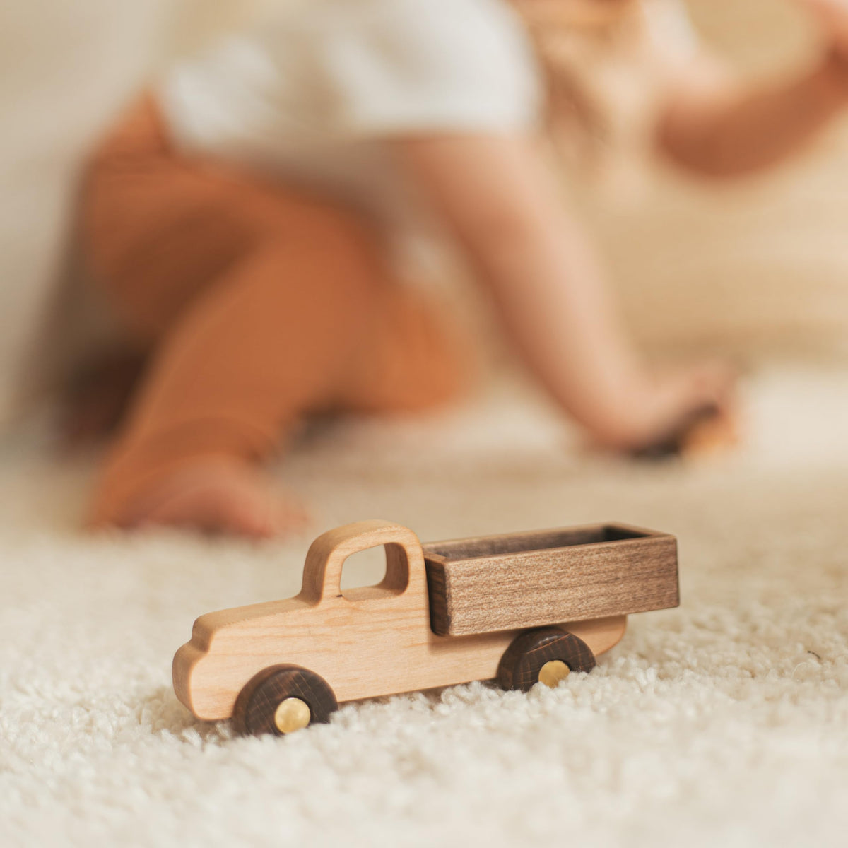 BUSY PUZZLE Wooden Toy Car and Truck Set Montessori Toys for Toddlers Handmade from Natural Wood Gift for Boys and Girls