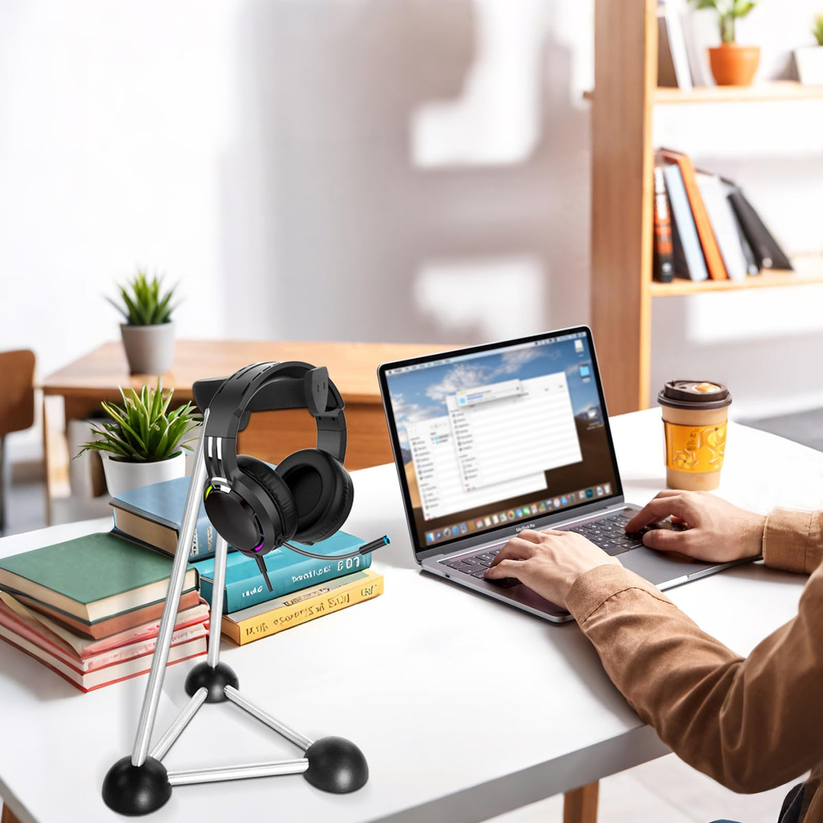 AJKTHGE Headphone Stand, Desktop Headset Holder, Desk Earphone Stand, Gaming Headsets, for SteelSeries/Logitech/HyperX/Sony/Beats/Sennheiser/Anker/Xbox, and All Headphones.(Red) (Black)