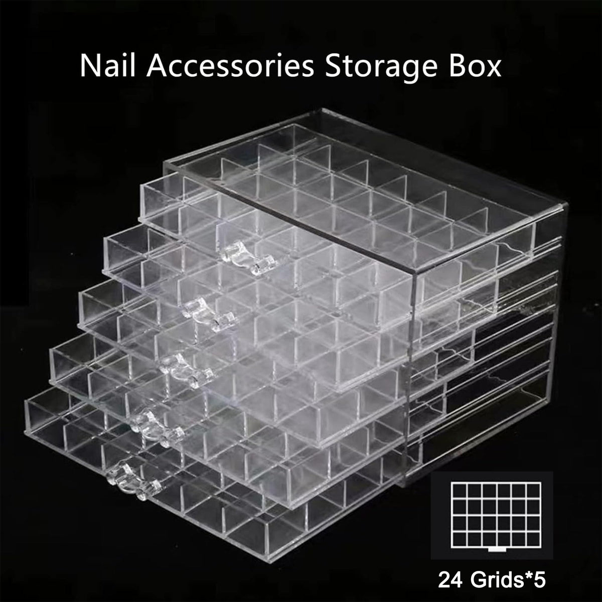 Feadily Acrylic Jewelry Organizer Box, Jewelry Drawer Organizer With 5 Drawers 120 Grids, Clear