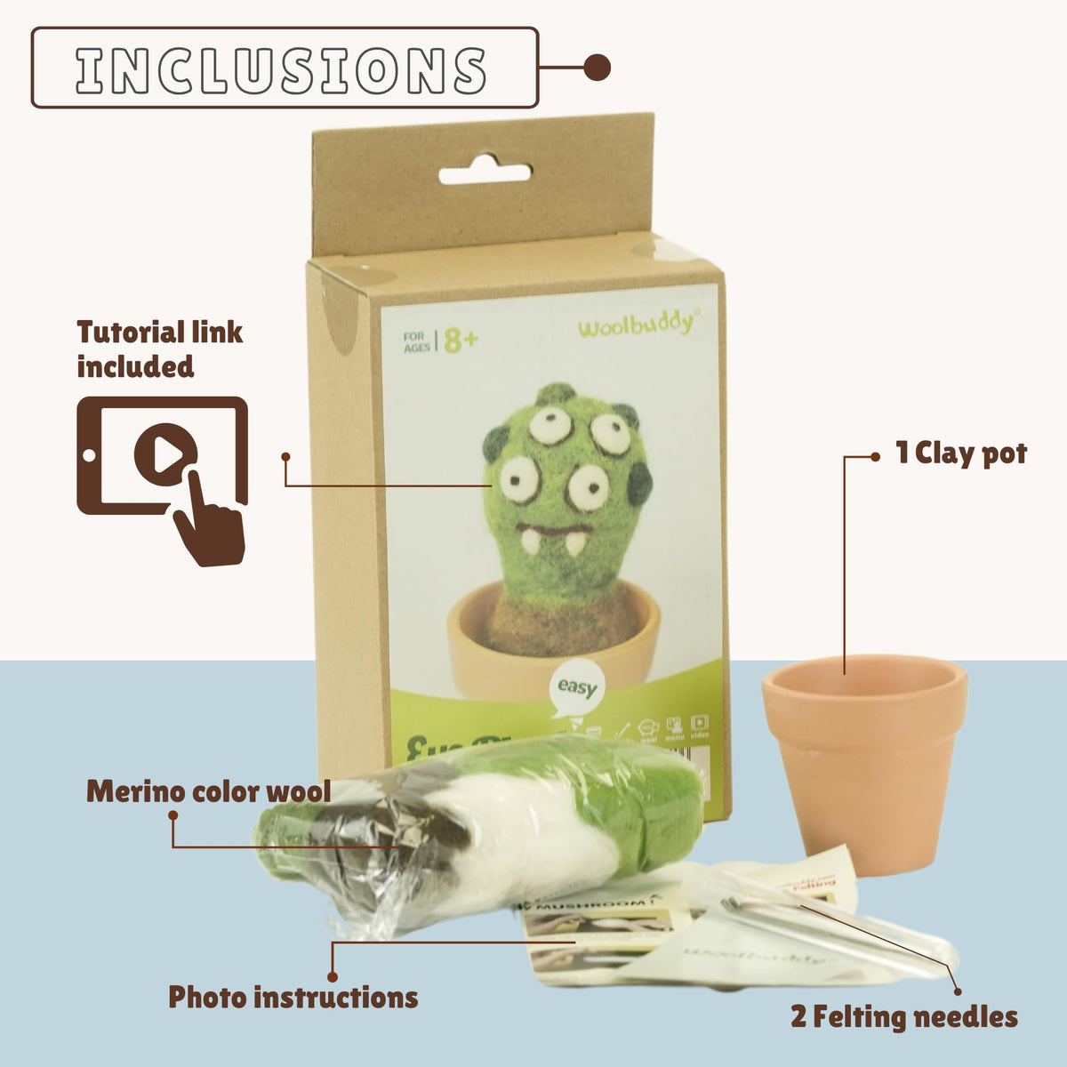 Woolbuddy Needle Felting Kit, Eye Plant Monster Craft for Beginner Adults, Includes Supplies and Instructions, Creative Design for Unique DIY Projects