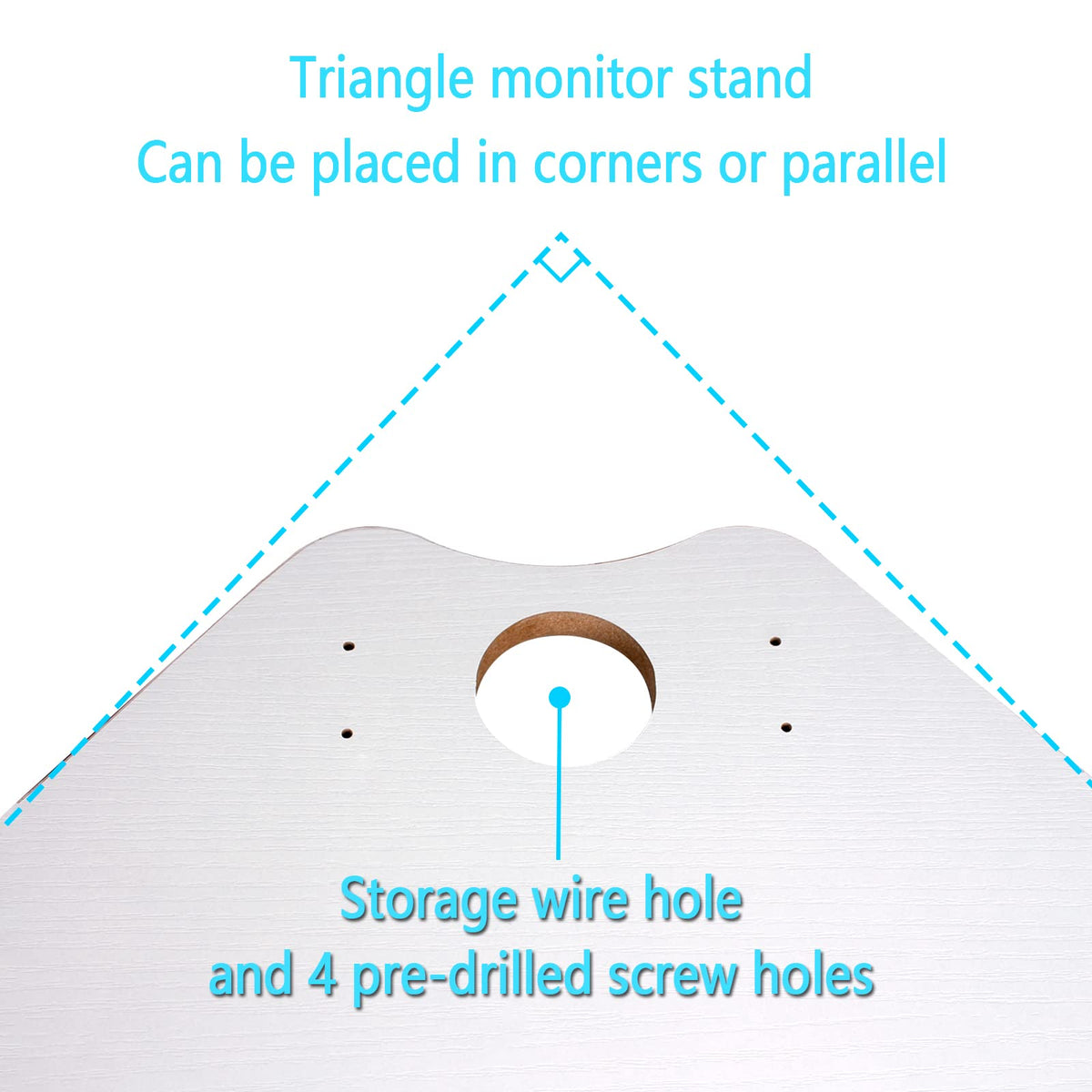Triangle Wood Monitor Stand Riser - White Multi-Purpose Desktop Storage for Computer, Laptop, Printer